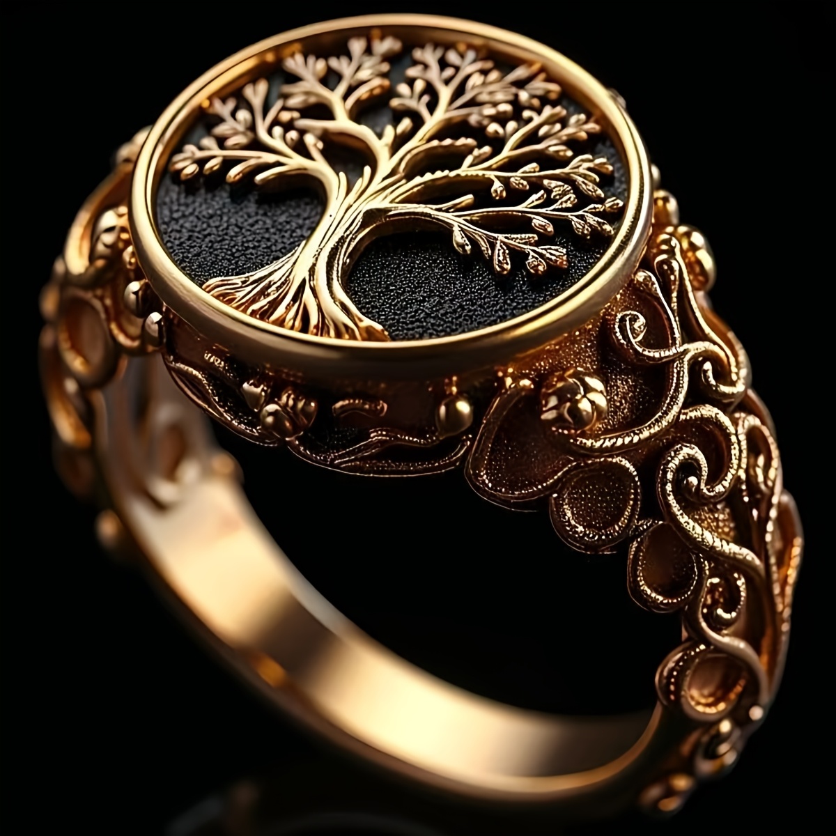 Men's Vintage Tree of Life Pattern Ring